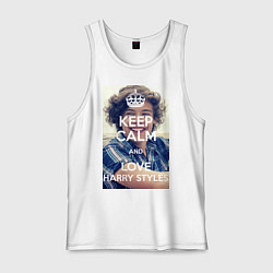 Майка мужская хлопок Keep Calm & Love Harry Styles, цвет: белый