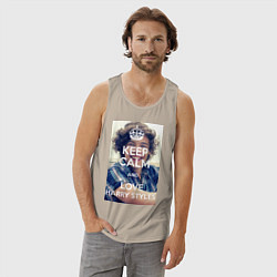 Майка мужская хлопок Keep Calm & Love Harry Styles, цвет: миндальный — фото 2