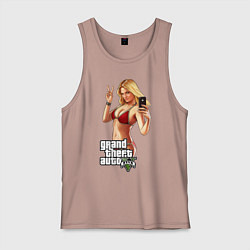 Майка мужская хлопок GTA V: Selfie, цвет: пыльно-розовый