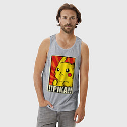 Майка мужская хлопок Pikachu: Pika Pika, цвет: меланж — фото 2