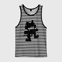 Майка мужская хлопок MONSTERCAT, цвет: черная тельняшка