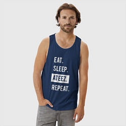 Майка мужская хлопок ЕСТЬ СПАТЬ ATEEZ ПОВТОРИТЬ, цвет: тёмно-синий — фото 2
