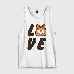 Майка мужская хлопок Love Corgi, цвет: белый