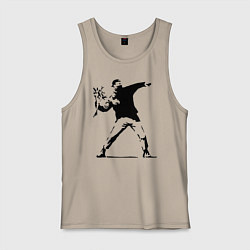 Майка мужская хлопок Banksy, цвет: миндальный