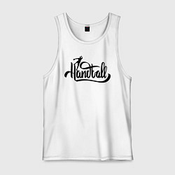 Майка мужская хлопок Handball lettering, цвет: белый