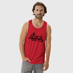 Майка мужская хлопок Handball lettering, цвет: красный — фото 2