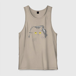 Майка мужская хлопок Грозовой, кошак пушистый, цвет: миндальный