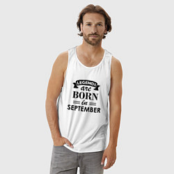 Майка мужская хлопок Legends are born in september, цвет: белый — фото 2