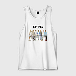 Майка мужская хлопок BTS группа, цвет: белый