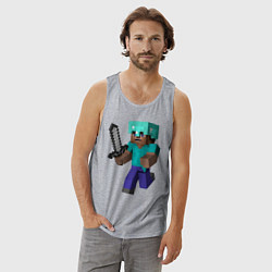 Майка мужская хлопок Майнкрафт, цвет: меланж — фото 2