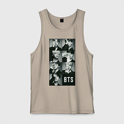 Майка мужская хлопок BTS, цвет: миндальный