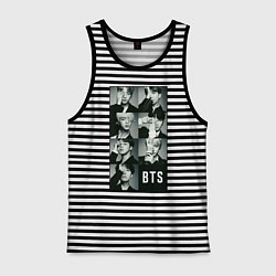 Майка мужская хлопок BTS, цвет: черная тельняшка
