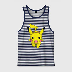 Майка мужская хлопок ПикачуПикачу, цвет: синяя тельняшка