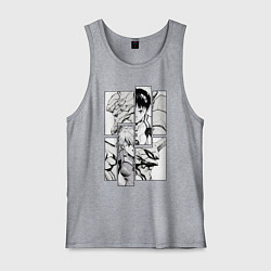 Майка мужская хлопок Аска и Синдзи, Евангелион, цвет: меланж