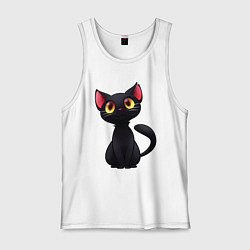Майка мужская хлопок Черный котенок, цвет: белый