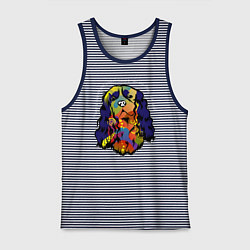 Майка мужская хлопок Берегись кавалер кинг спаниеля, цвет: синяя тельняшка