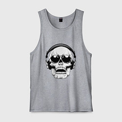 Майка мужская хлопок Skull Music lover, цвет: меланж