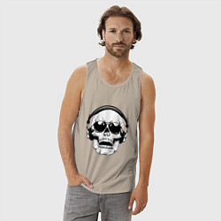 Майка мужская хлопок Skull Music lover, цвет: миндальный — фото 2