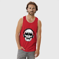 Майка мужская хлопок Skull Music lover, цвет: красный — фото 2