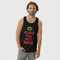 Майка мужская хлопок Make tea not war, цвет: черный — фото 2