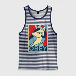 Майка мужская хлопок Trixie OBEY, цвет: синяя тельняшка