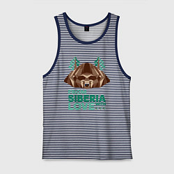 Майка мужская хлопок Из Сибири с любовью, цвет: синяя тельняшка