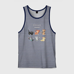 Майка мужская хлопок Милые котята, цвет: синяя тельняшка