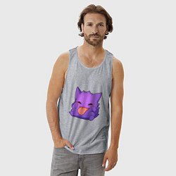 Майка мужская хлопок Монстрик показывает язык, цвет: меланж — фото 2