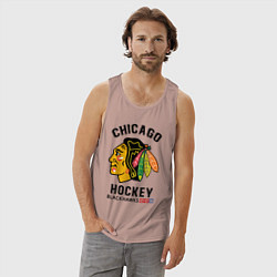 Майка мужская хлопок CHICAGO BLACKHAWKS NHL, цвет: пыльно-розовый — фото 2