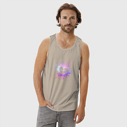 Майка мужская хлопок BTS, цвет: миндальный — фото 2