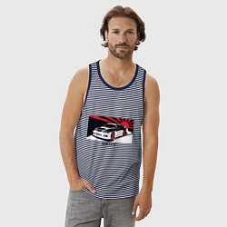 Майка мужская хлопок Дрифт, цвет: синяя тельняшка — фото 2