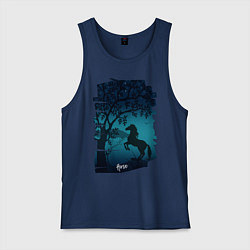 Майка мужская хлопок Конь, цвет: тёмно-синий