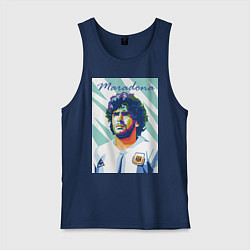 Майка мужская хлопок Марадона золотой мальчик, цвет: тёмно-синий