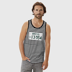 Майка мужская хлопок Initial D Номер, цвет: черная тельняшка — фото 2