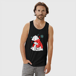 Майка мужская хлопок Медведица с медвежонеком, цвет: черный — фото 2