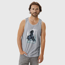 Майка мужская хлопок Лошадь арт, цвет: меланж — фото 2