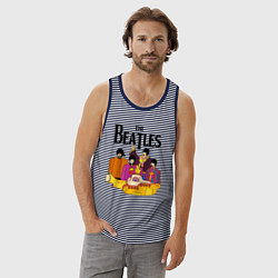 Майка мужская хлопок THE BEATLES, цвет: синяя тельняшка — фото 2