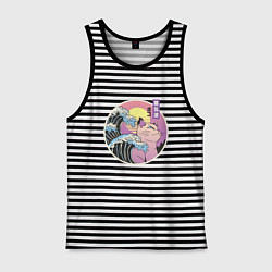 Мужская майка Vaporwave Sunset Кот Самурай