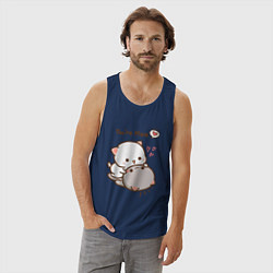 Майка мужская хлопок Влюблённые котята, цвет: тёмно-синий — фото 2
