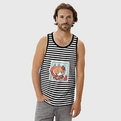 Майка мужская хлопок Тарталья, цвет: черная тельняшка — фото 2