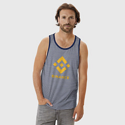 Майка мужская хлопок BINANCE БИНАНС БИРЖА, цвет: синяя тельняшка — фото 2