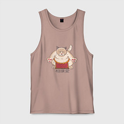 Майка мужская хлопок Толстый Кот Сумо, цвет: пыльно-розовый