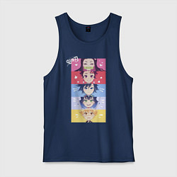 Майка мужская хлопок Клинок, рассекающий демонов ГЕРОИ, цвет: тёмно-синий