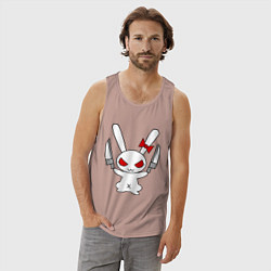 Майка мужская хлопок Зайка с ножами, цвет: пыльно-розовый — фото 2