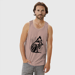 Майка мужская хлопок Кот Скелет Cat Skeleton, цвет: пыльно-розовый — фото 2