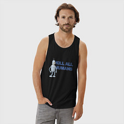 Майка мужская хлопок Бендер Родригес, цвет: черный — фото 2