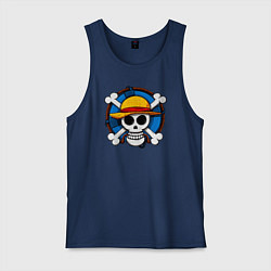 Майка мужская хлопок Пиратский знак из One Piece, цвет: тёмно-синий