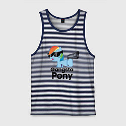Майка мужская хлопок Gangsta pony, цвет: синяя тельняшка