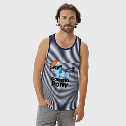 Майка мужская хлопок Gangsta pony, цвет: синяя тельняшка — фото 2
