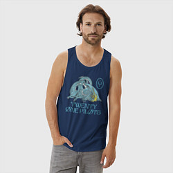 Майка мужская хлопок Twenty one pilots SaI Дракон, цвет: тёмно-синий — фото 2